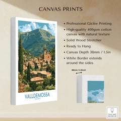Valldemossa Mallorca Village Rooftops Wall Art — canvas print stretched cotton canvas details