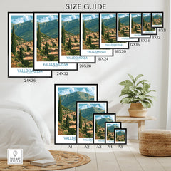 Valldemossa Mallorca Village Rooftops Wall Art — wall art poster size guide thisartworld