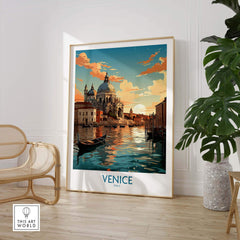 Stunning Venice boat print showcasing vibrant colors and iconic architecture, perfect for home decor and gallery walls.