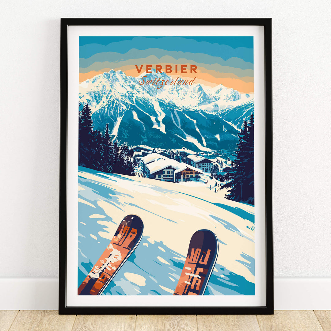 Verbier Print Switzerland showcasing stunning ski slopes and Swiss Alps scenery.