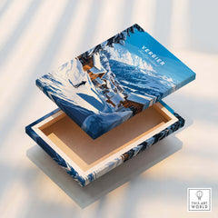 Verbier Ski Print Switzerland displayed on an open box showcasing a winter landscape.