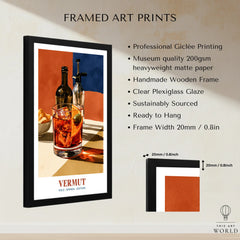 Spanish Vermouth Cocktail Poster - framed print details measurements quality details