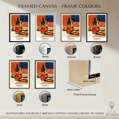 Spanish Vermouth Cocktail Poster - framed canvas float frame colour options