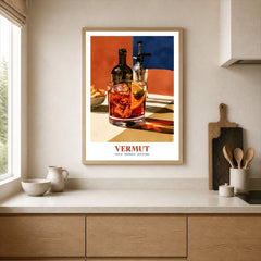 Spanish Vermouth Cocktail Poster - neutral kitchen single frame mockup This Art World