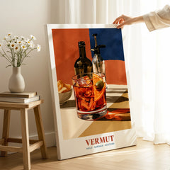Spanish Vermouth Cocktail Poster - canvas print mirror edge hand holding room setting