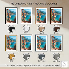 Villefranche-sur-Mer travel poster print in eight different frame color options