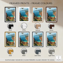 Villefranche-sur-Mer travel poster print with eight frame color options, coastal wall art