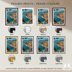 Villefranche-sur-Mer travel poster wall art in eight frame color options, coastal decor