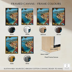 Villefranche-sur-Mer travel poster art print with six frame color options on canvas