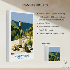 Portuguese Vinho Verde Wine Poster - canvas print stretched cotton canvas details