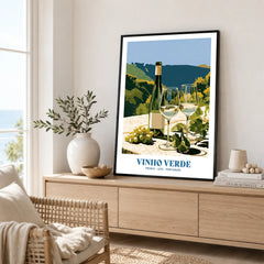 Portuguese Vinho Verde Wine Poster - framed artwork living room lifestyle setting