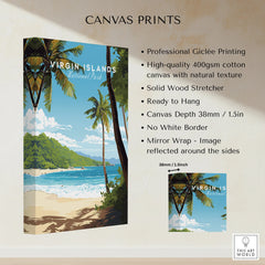 Virgin Islands National Park canvas print featuring tropical beach, palm trees, and blue ocean.