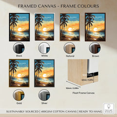 Virgin Islands National Park sunset print on framed canvas with six frame color options: black, white, natural, brown, gold, silver.