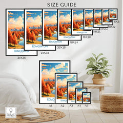 Edmonton Wall Art Print showing the Edmonton Skyline in Autumn - Exclusive to ThisArtWorld