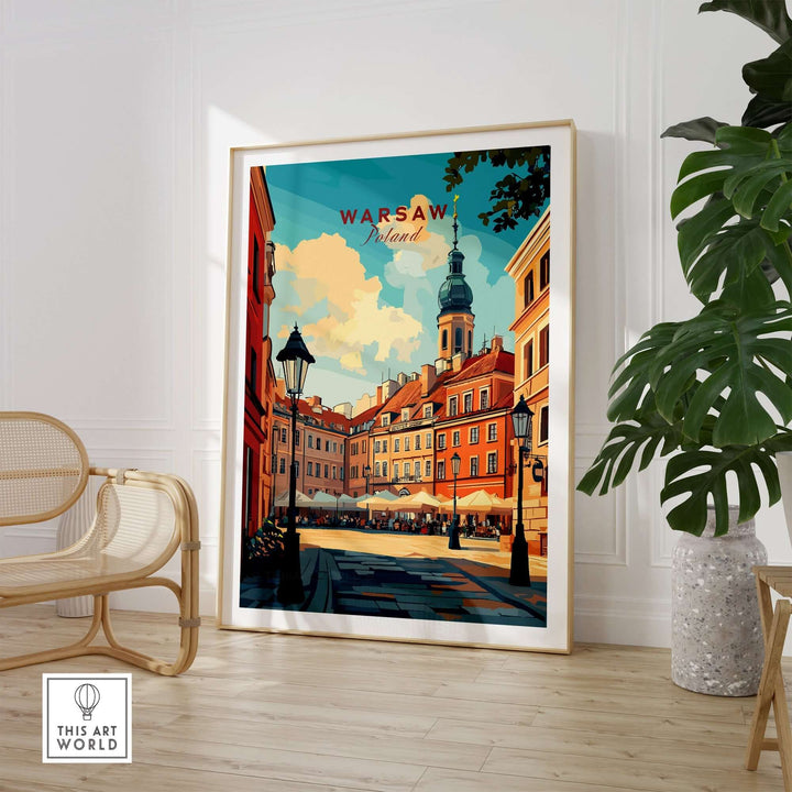 Warsaw Wall Art Print showcasing vibrant city scenery and rich culture, perfect for travel enthusiasts and home decor.