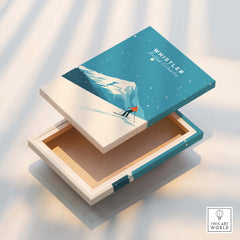 Whistler Ski Poster featuring a skier on a snowy mountain in stunning design, perfect for outdoor enthusiasts.
