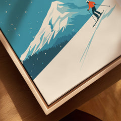 Whistler Ski Poster featuring a skier on a snowy mountain with vivid imagery and high-quality design.