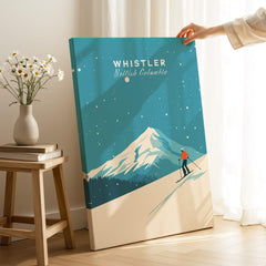 Whistler Ski Poster featuring a skier on a snowy mountain, perfect for outdoor enthusiasts.