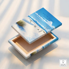 White Sands National Park canvas print box with desert landscape and blue sky design