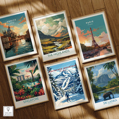 Whiteface Mountain Ski Poster | New York Winter Wall Art displayed among multicultural prints.