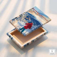 Whiteface Mountain Ski Print showcased on a decorative box with a skier design.