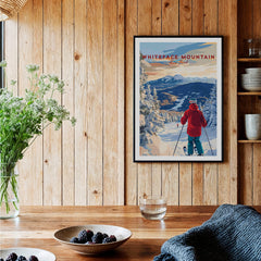 Whiteface Mountain Ski Print featuring a skier on a snowy slope in New York, perfect for winter wall art.