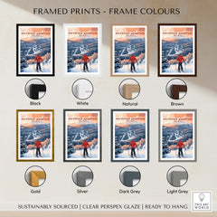 Ski Print Whiteface Mountain New York framed print options in various colors including black, white, natural, brown, gold, silver, and grey.