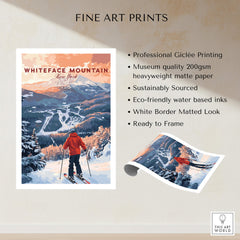 Ski Print Whiteface Mountain New York art print featuring a skier on the slopes of Whiteface Mountain.