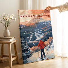 Ski Print Whiteface Mountain New York - vibrant depiction of skiing at Whiteface Mountain in New York, showing stunning winter landscape.