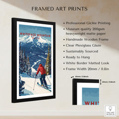 Whiteface Mountain Print | Ski Poster with Red Jacket Skier featured in a framed art print display.