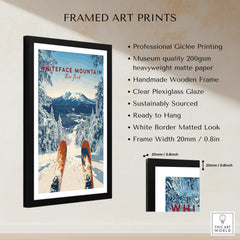 Whiteface | Snow Scene Mountain Print framed art print featuring snowy mountain with skis, perfect for winter decor.