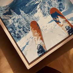 Whiteface | Snow Scene Mountain Print featuring skis and snowy slopes in a picturesque snowy mountain landscape.