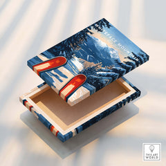 Whiteface Mountain Ski Poster showcasing a stunning winter mountain scene with skis.