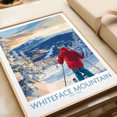 Whiteface Mountain ski wall art print featuring skier on snow-covered slope in New York.