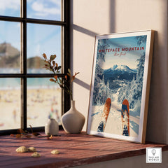 Framed Whiteface Mountain print showcasing snowy slopes, perfect for ski lovers and winter decor.