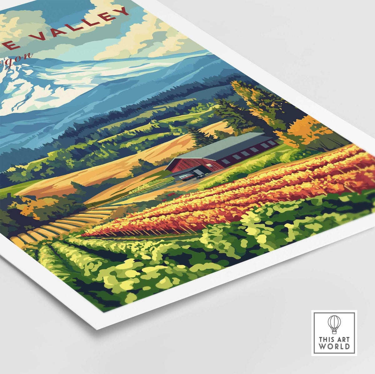 Willamette Valley Oregon Wall Art showcasing vibrant vineyards and scenic landscapes of Oregon.