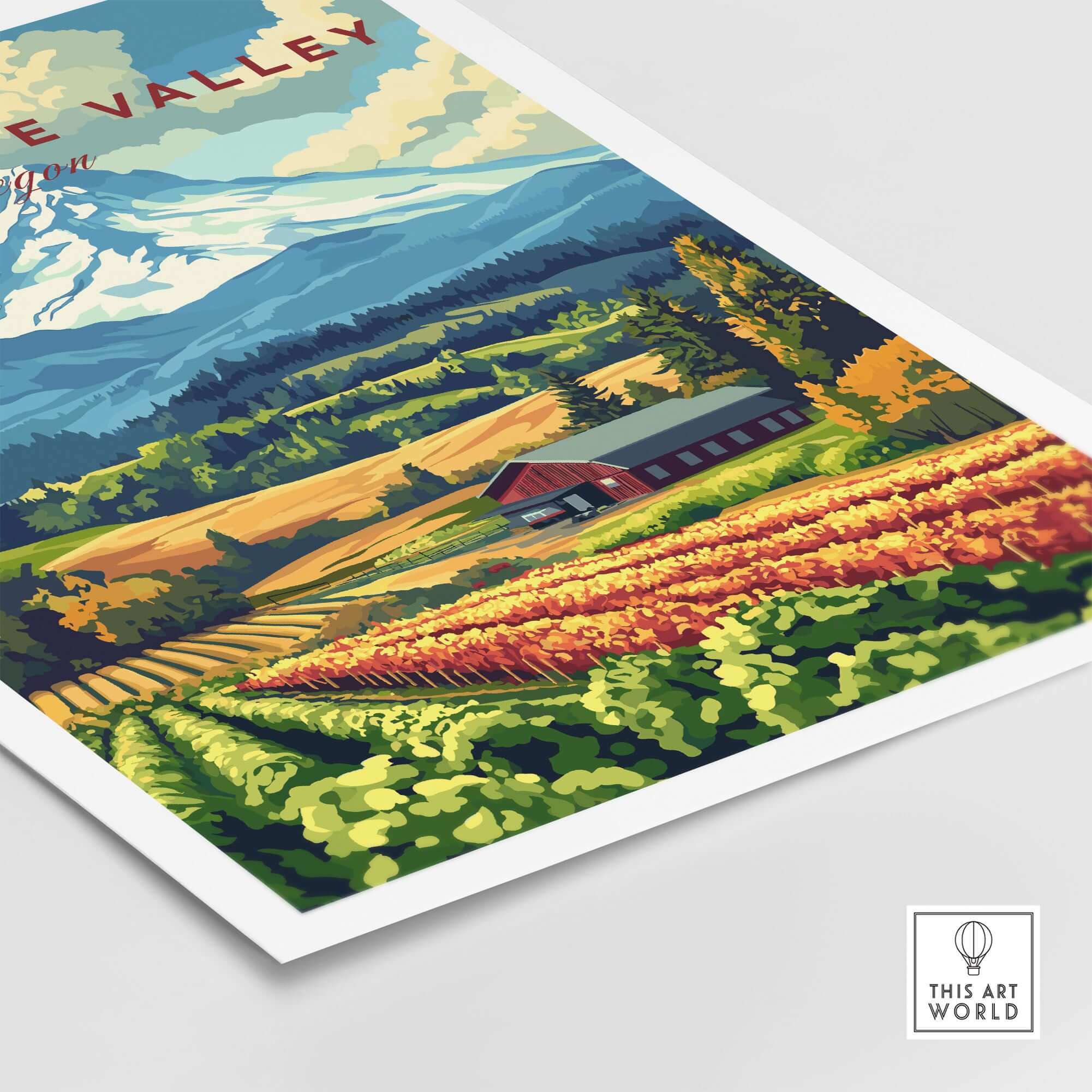 Willamette Valley Oregon Wall Art showcasing vibrant vineyards and scenic landscapes of Oregon.