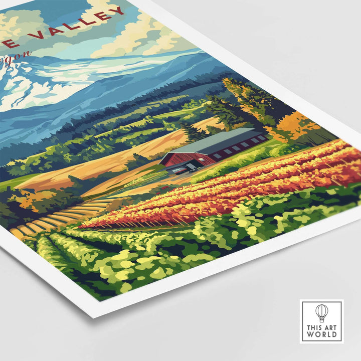 Willamette Valley Oregon wall art showcasing vineyards and scenic landscapes, perfect for nature enthusiasts.