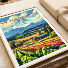 Willamette Valley Oregon Wall Art featuring vibrant vineyards and scenic landscapes of Oregon.