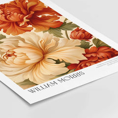 William Morris Art Prints - Peony Blooms Art Print - Orange Cream Floral Poster featuring large orange and cream peonies.