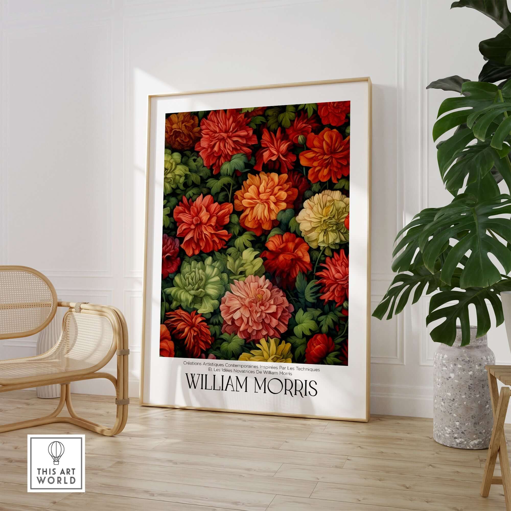 William Morris Prints - Abundant Floral Bloom Art Print - Colourful Botanical Poster featuring vibrant floral design.