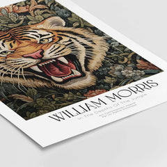 William Morris Prints - Exhibition Poster - Jungle Tiger featuring a roaring tiger and intricate jungle foliage.