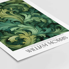 William Morris Prints - Green Acanthus Swirl Pattern Art Print - Botanical Foliage Poster with intricate green leaf design.