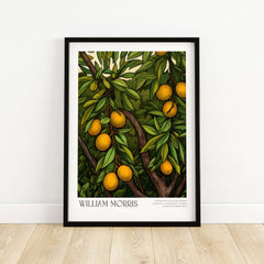William Morris Prints - Illustrated Orange Tree Art Print - Botanical Fruit Poster featuring a vibrant orange tree.