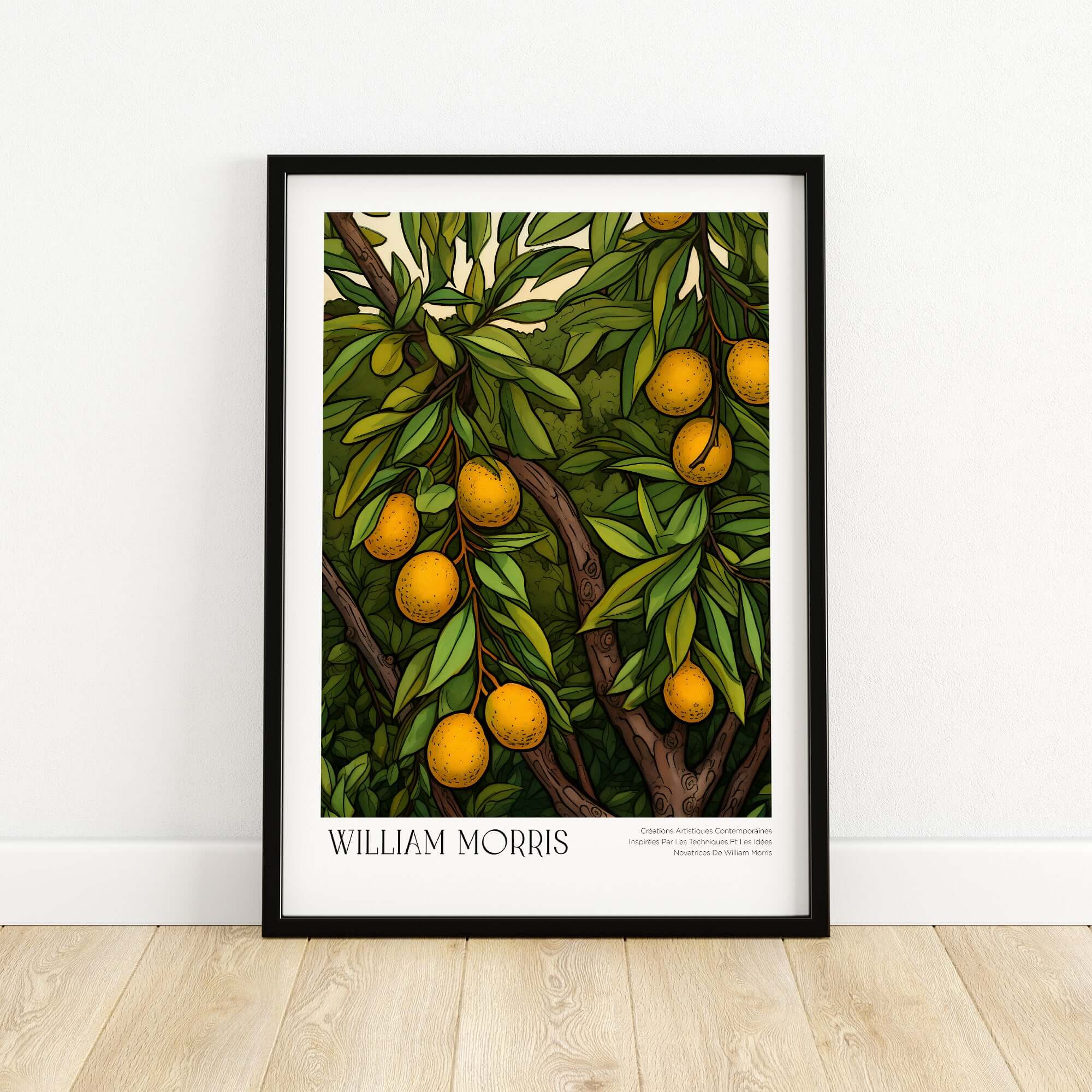 William Morris Prints - Illustrated Orange Tree Art Print - Botanical Fruit Poster featuring a vibrant orange tree.