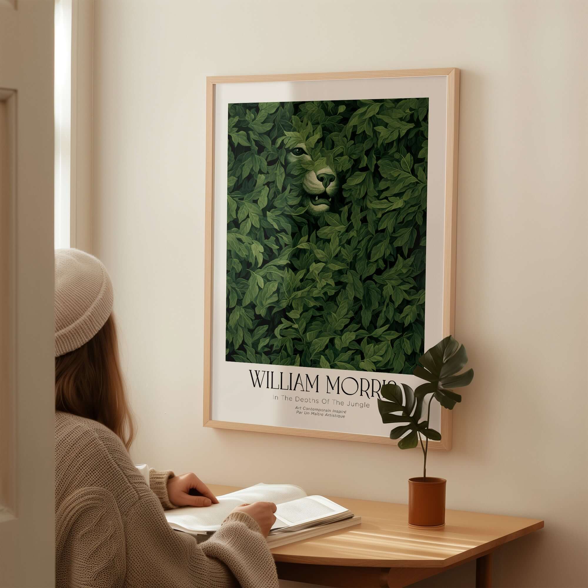 William Morris Prints - In the Depths of the Jungle Foliage Botanical Art Print displayed in a stylish interior setting.
