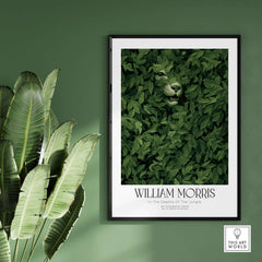 William Morris Prints - In the Depths of the Jungle Foliage Botanical Art Print featuring a big cat among lush greenery.