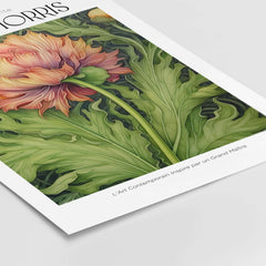 William Morris Prints - Large Floral Bloom Art Print - Botanical Poppy Poster showcasing a floral bloom with vibrant leaves.