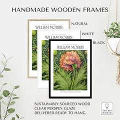 Handmade wooden frames for William Morris Prints - Large Floral Bloom Art Print - Botanical Poppy Poster in natural, white, and black.