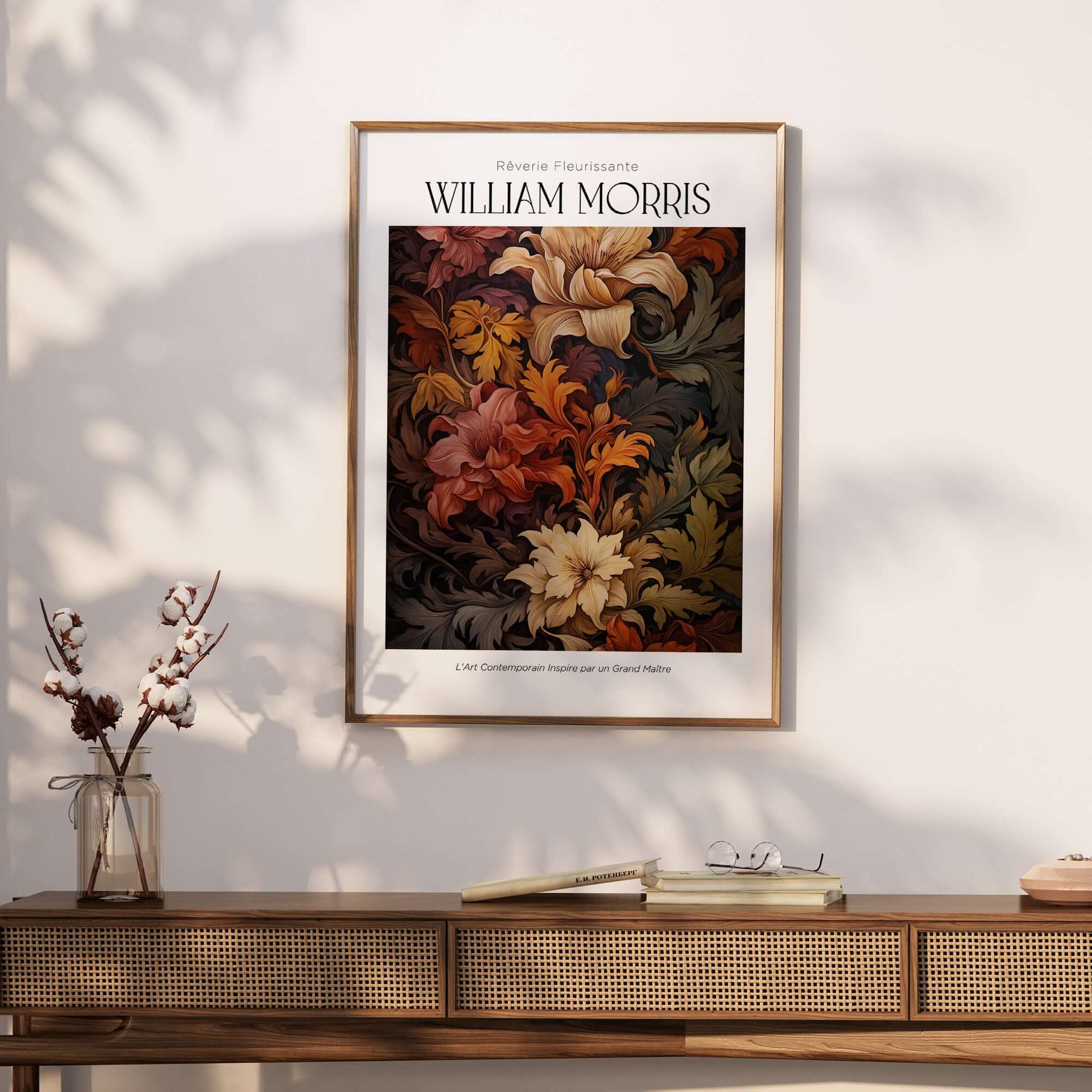William Morris Prints - Rich Floral Foliage Pattern Art Print - Autumnal Botanical Poster on a wall decor
